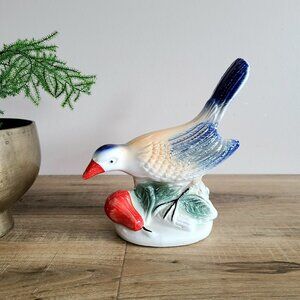 Vintage ceramic hand painted lusterware bird figurine. Made in Brazil.